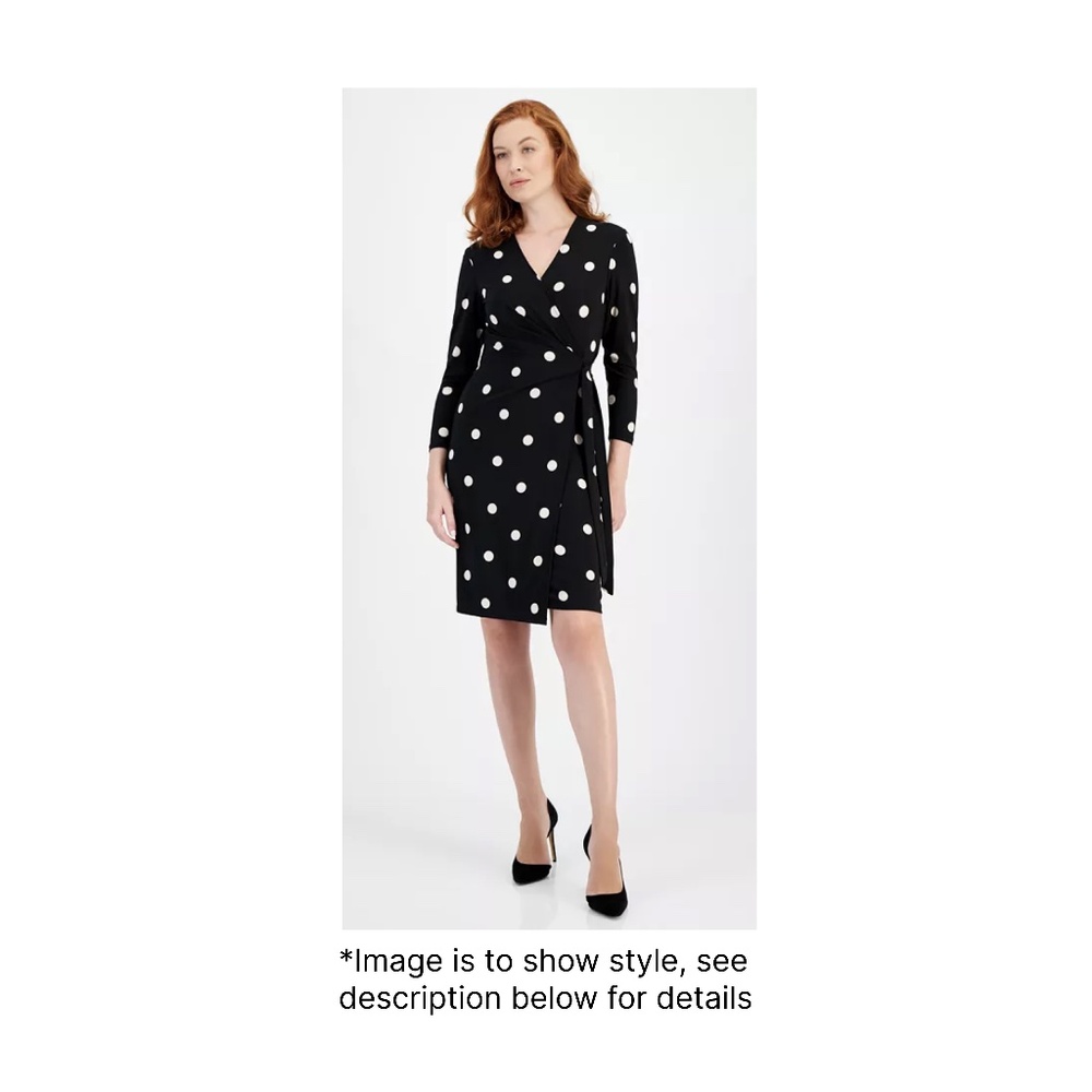 Ann Klein Colorful Faux Wrap Knit Jersey Dress